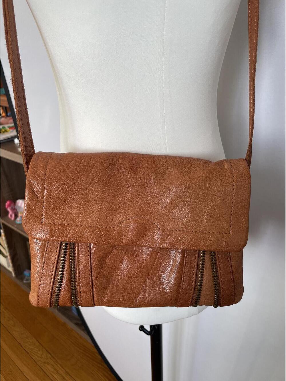 Day & Mood Anthropology Pine Crossbody Cognac Brown Soft Leather Small Purse